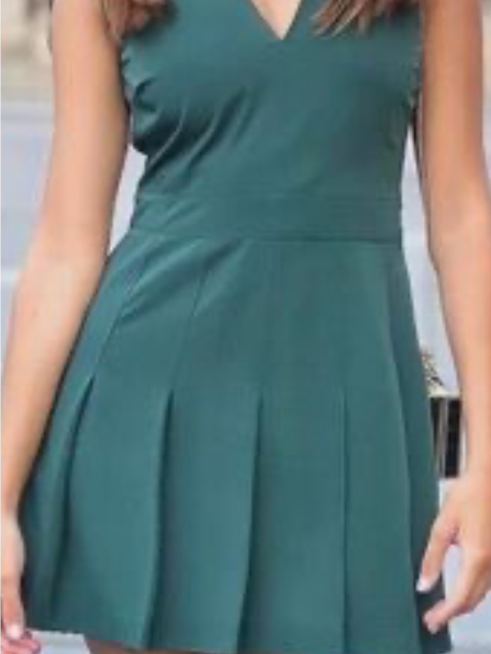Zara Teal V-Neck Pleated Mini Dress, size S